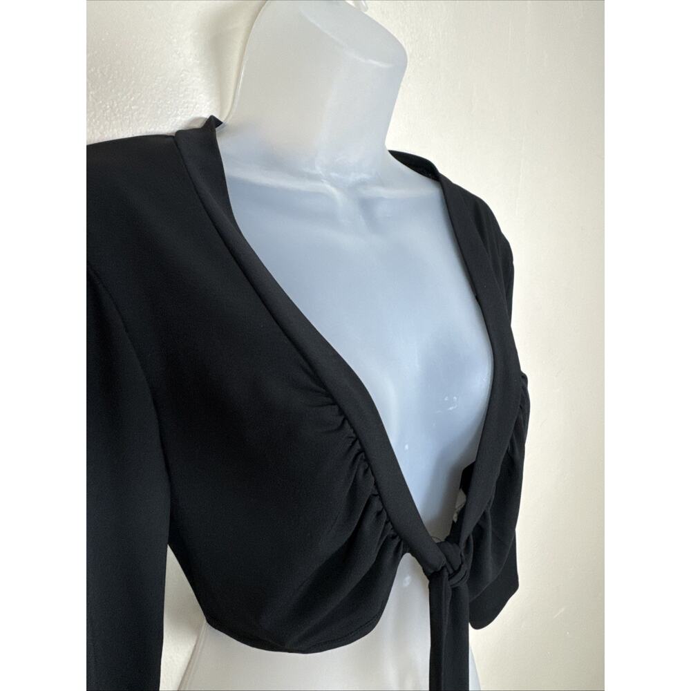 Dress Barn Womens Crop Top Tie Front Wrap L Whimsigoth Fairy Goth Long Sleeve - Picture 3 of 10